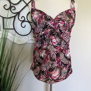 LANDS’ END Size 14 D Cup Underwire Tankini Swimsuit Top